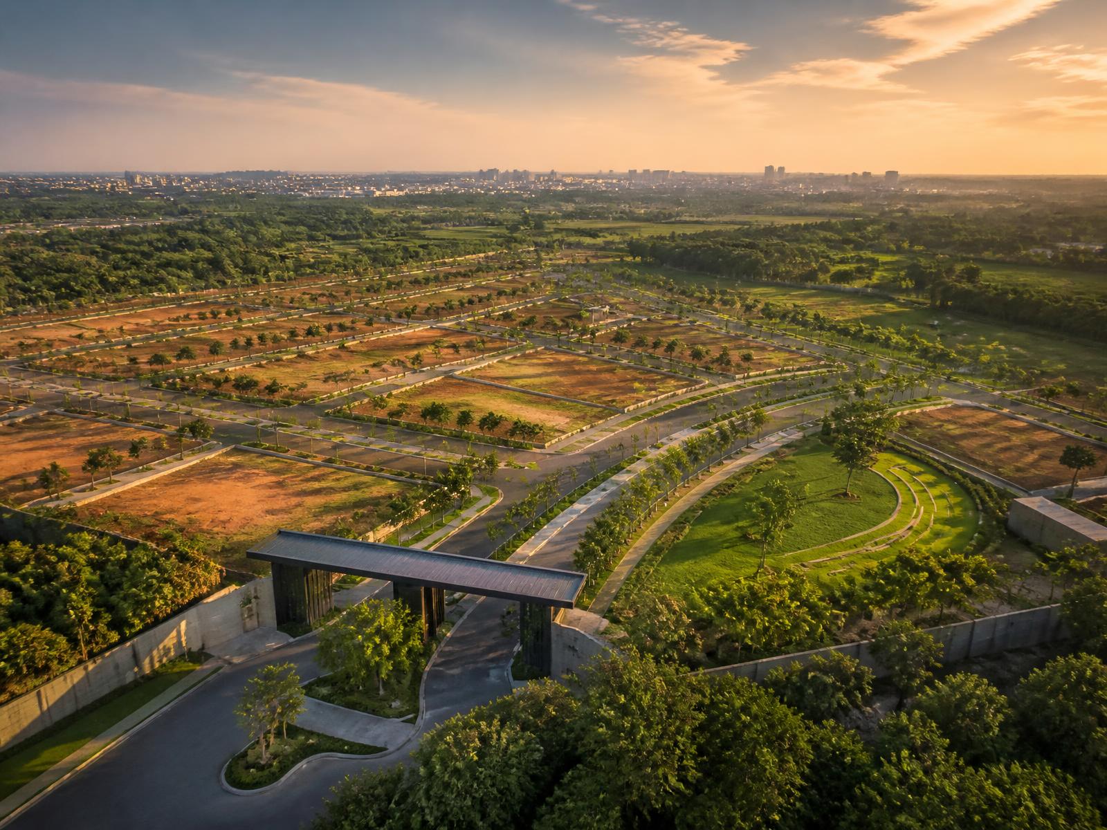 Aerial view representing a planned plotted development